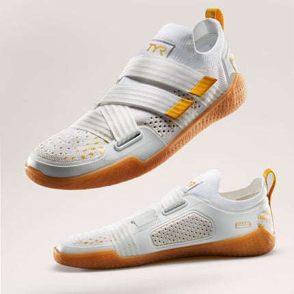 TYR DZ-1 DropZero Barefoot Trainer White/Gold Schweiz Deadlift Shoes Squat University Edition